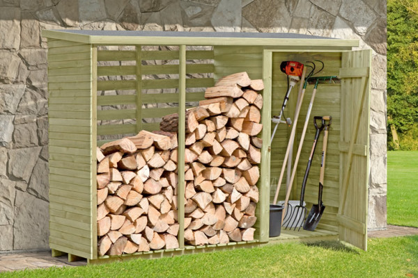 Kaminholzregal WARO mit Geräteschrank