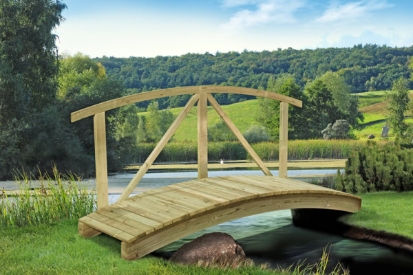 Gartenteichbrücke mit Handlauf 80 x 250 cm