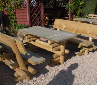 Sitzgruppe Rustikal Bohlenbelag 150 - 300 cm Sitzgruppe Rustikal Bohlenbelag 150 - 300 cm