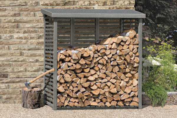 Kaminholzregal FLAMMO Größe L 208x75x200cm KDI grau